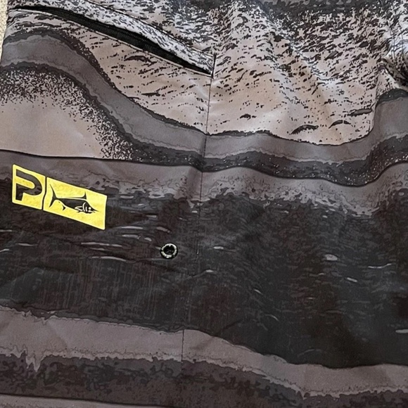 Pelagic Board Shorts Men's Sz 36 Gray Black Fishing Swim Trunks - Picture 3 of 7